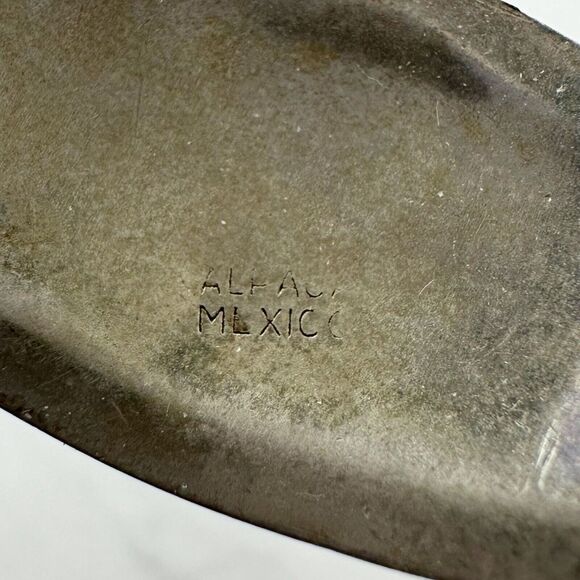 Vintage Mexico Alpaca Silver Tone Abalone Shell Flower Child's Bangle ✨ - Picture 5 of 10